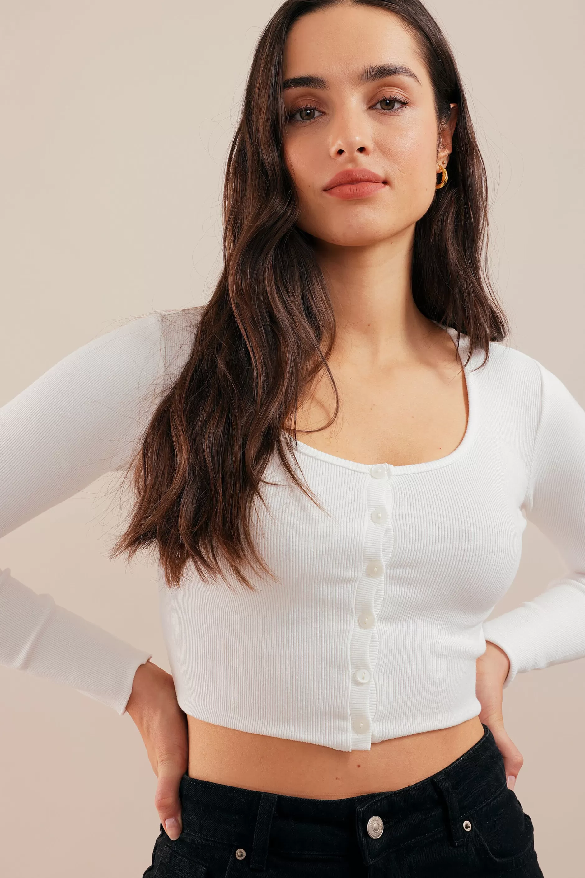 Basic Button Rib Top | Chiquelle Cheap