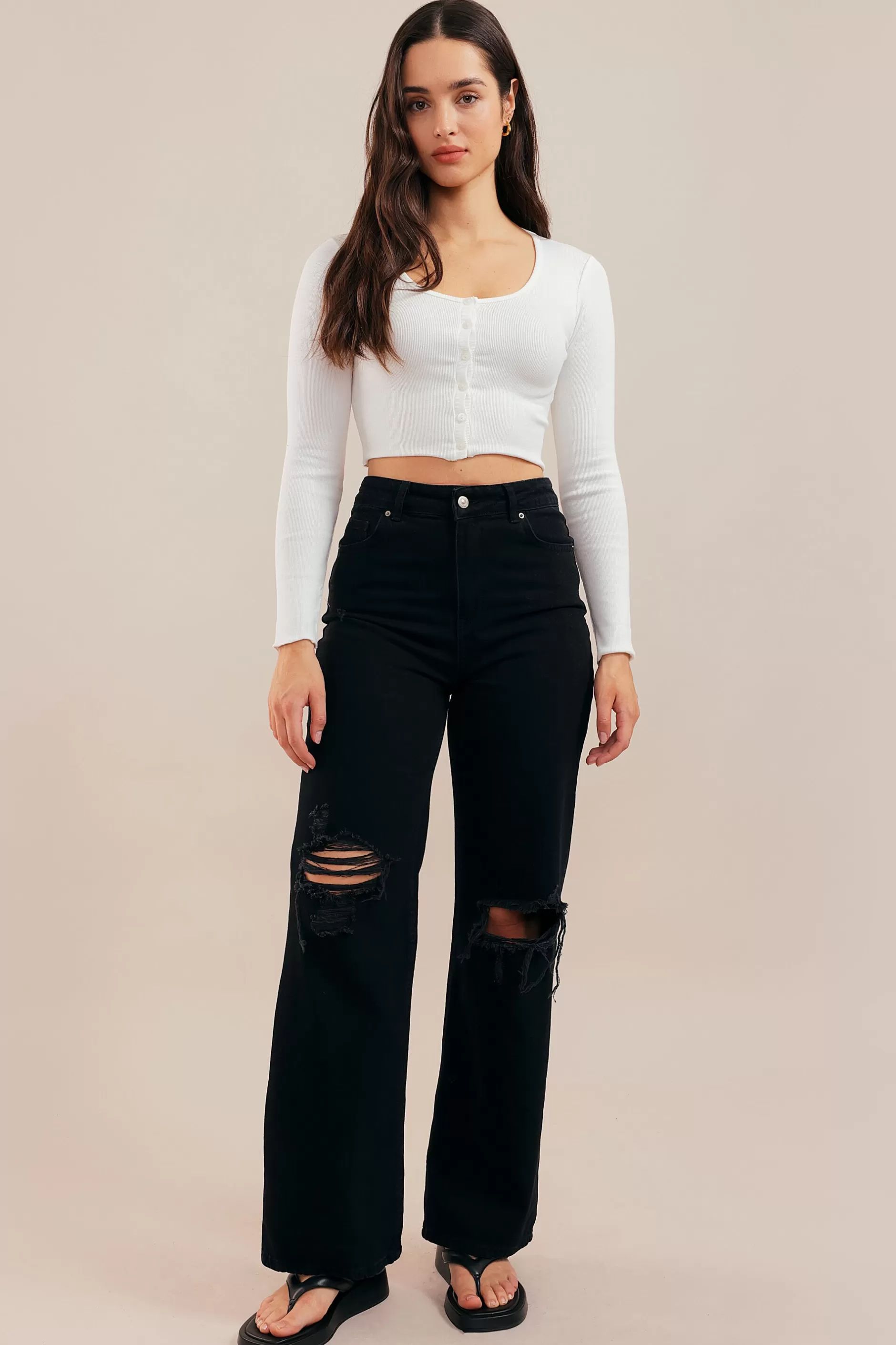 Basic Button Rib Top | Chiquelle Cheap