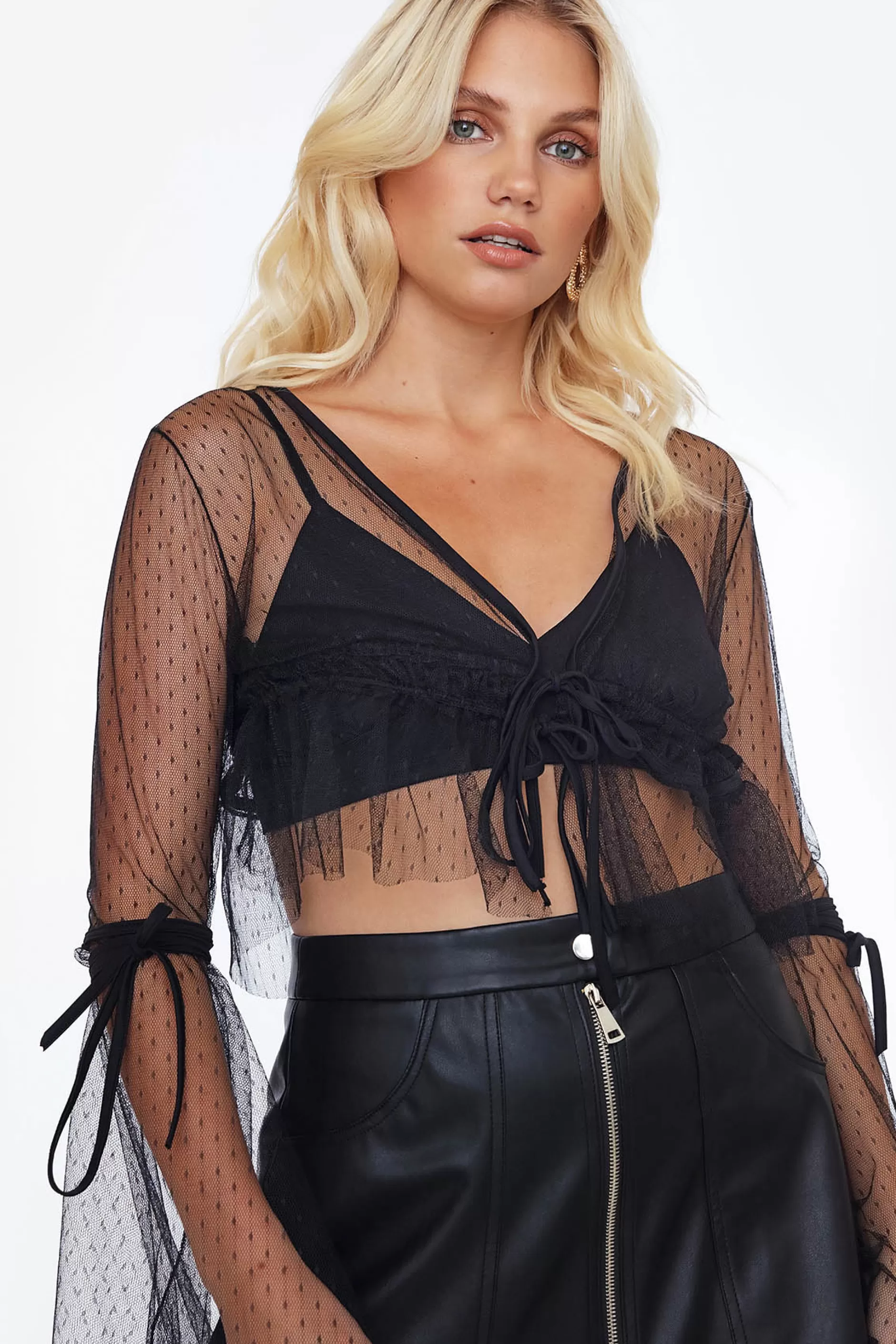 Flared Sleeves Mesh Top | Chiquelle Store