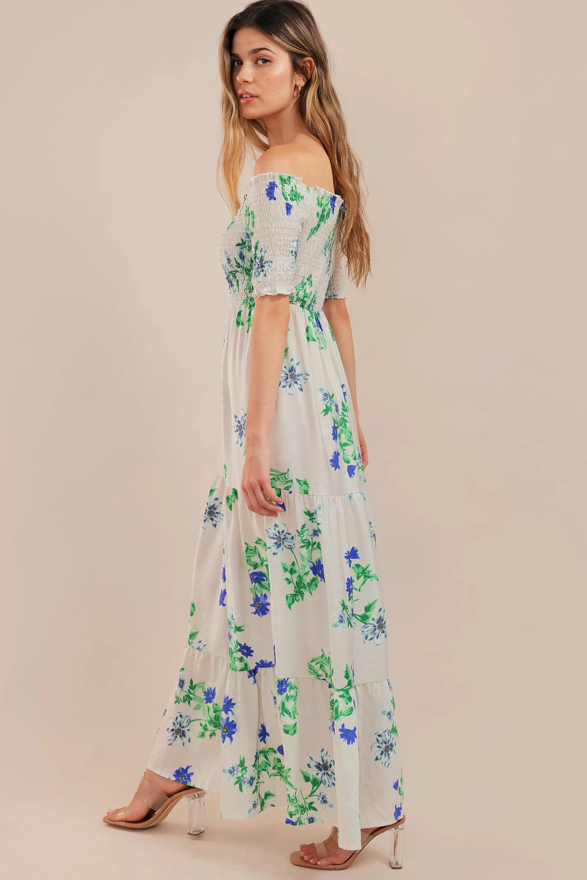 Floral Bardot Style Dress | Chiquelle Hot