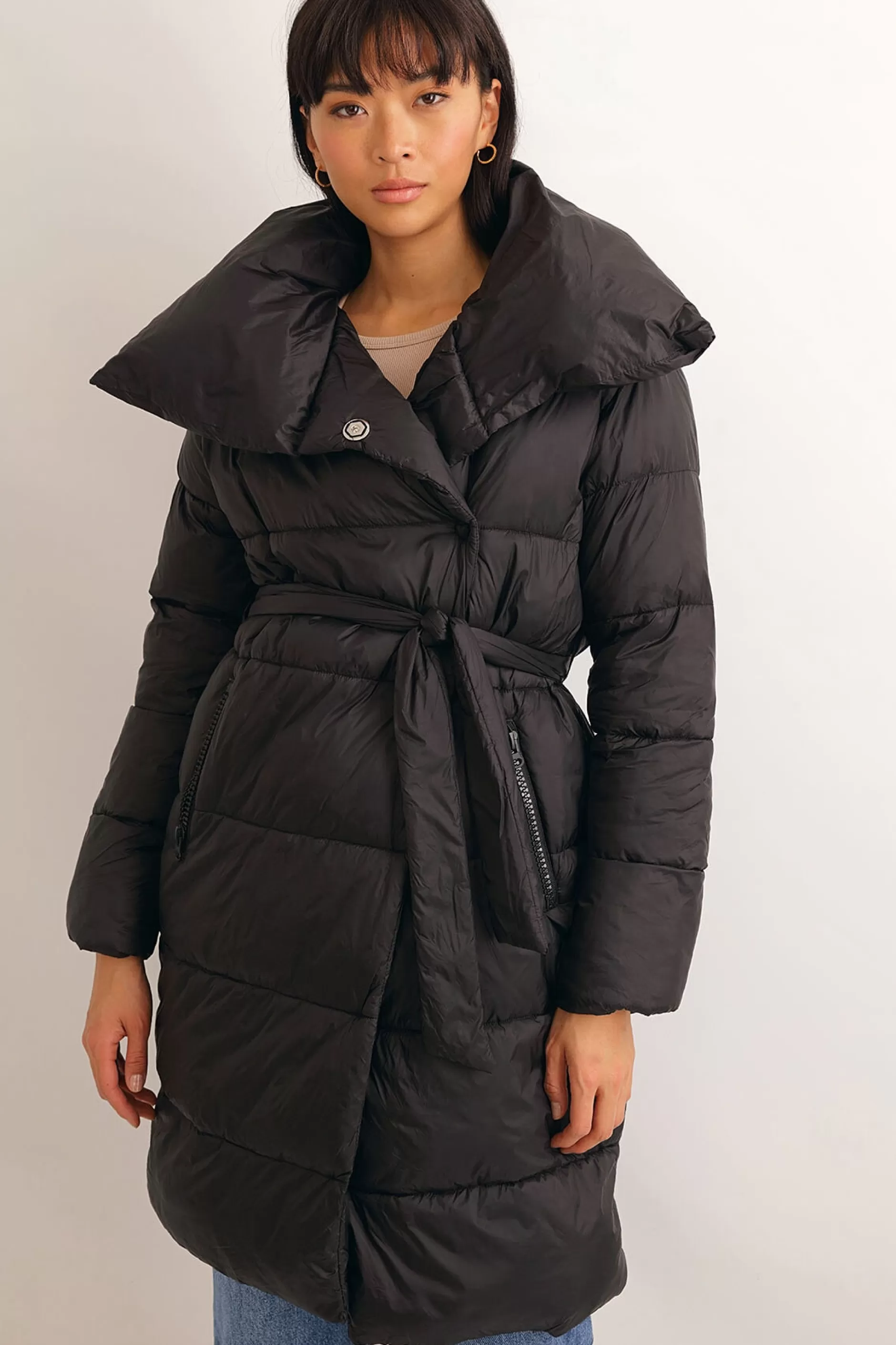 Long Tie Puffer Jacket | Chiquelle Discount