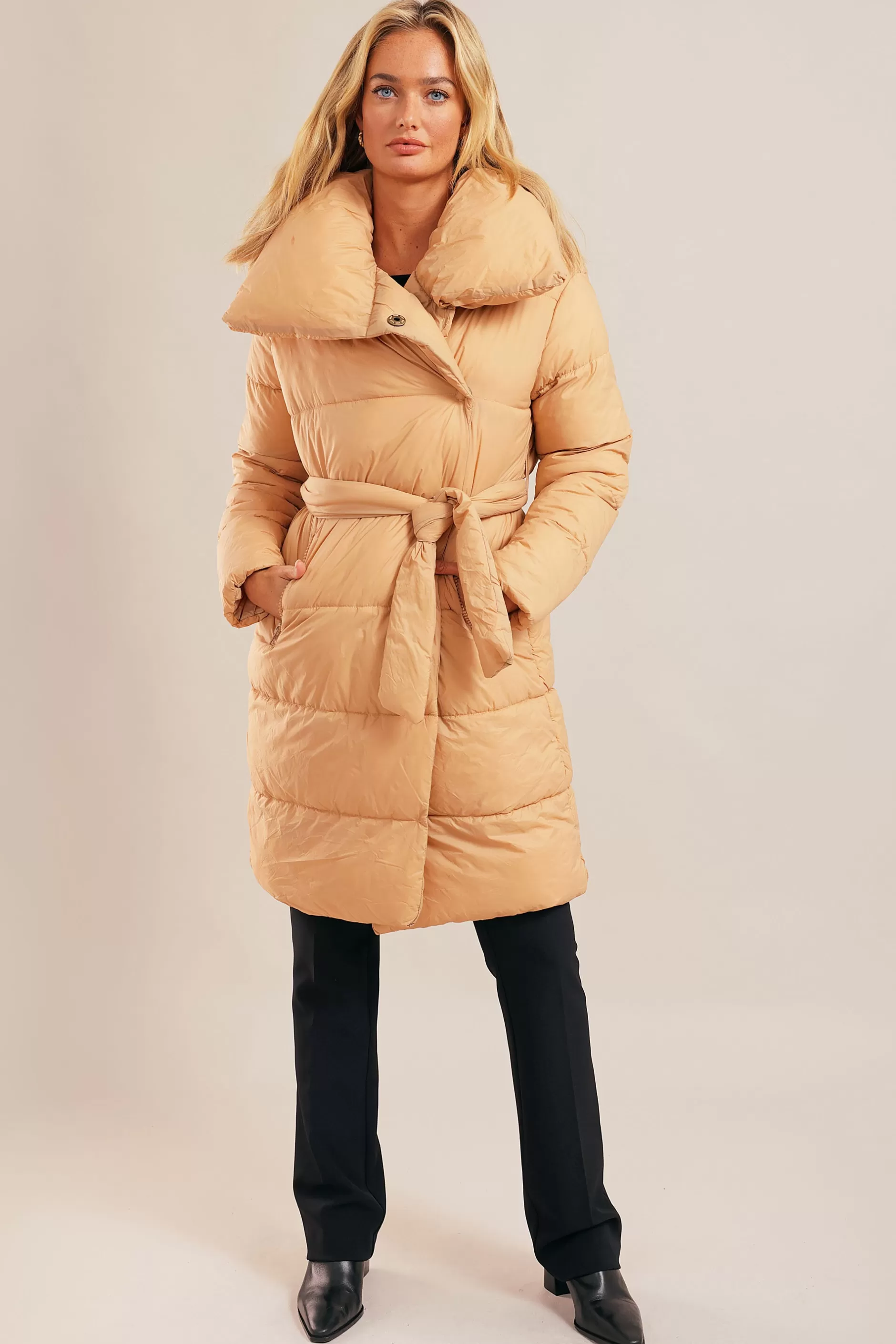 Long Tie Puffer Jacket | Chiquelle Store