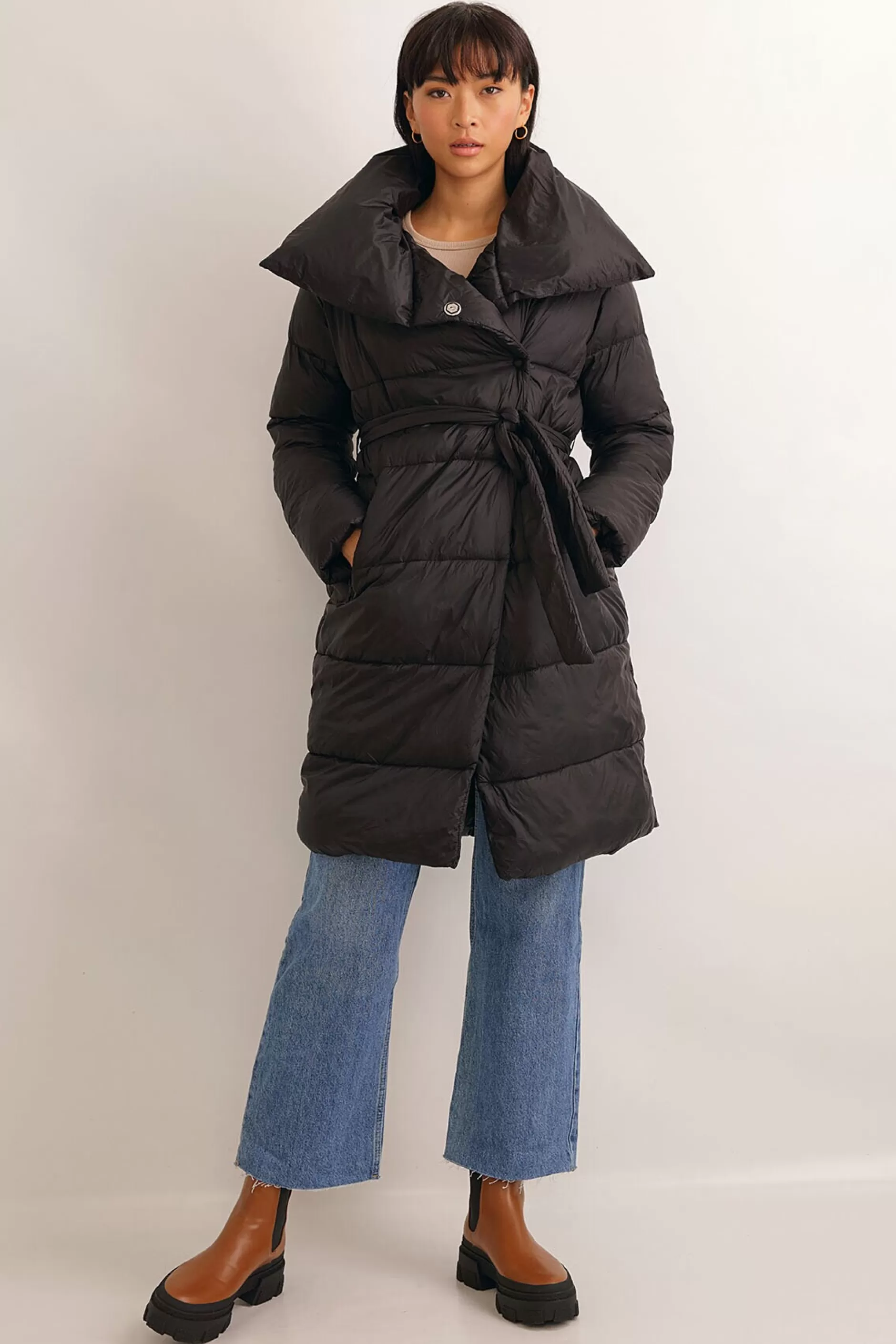 Long Tie Puffer Jacket | Chiquelle Discount