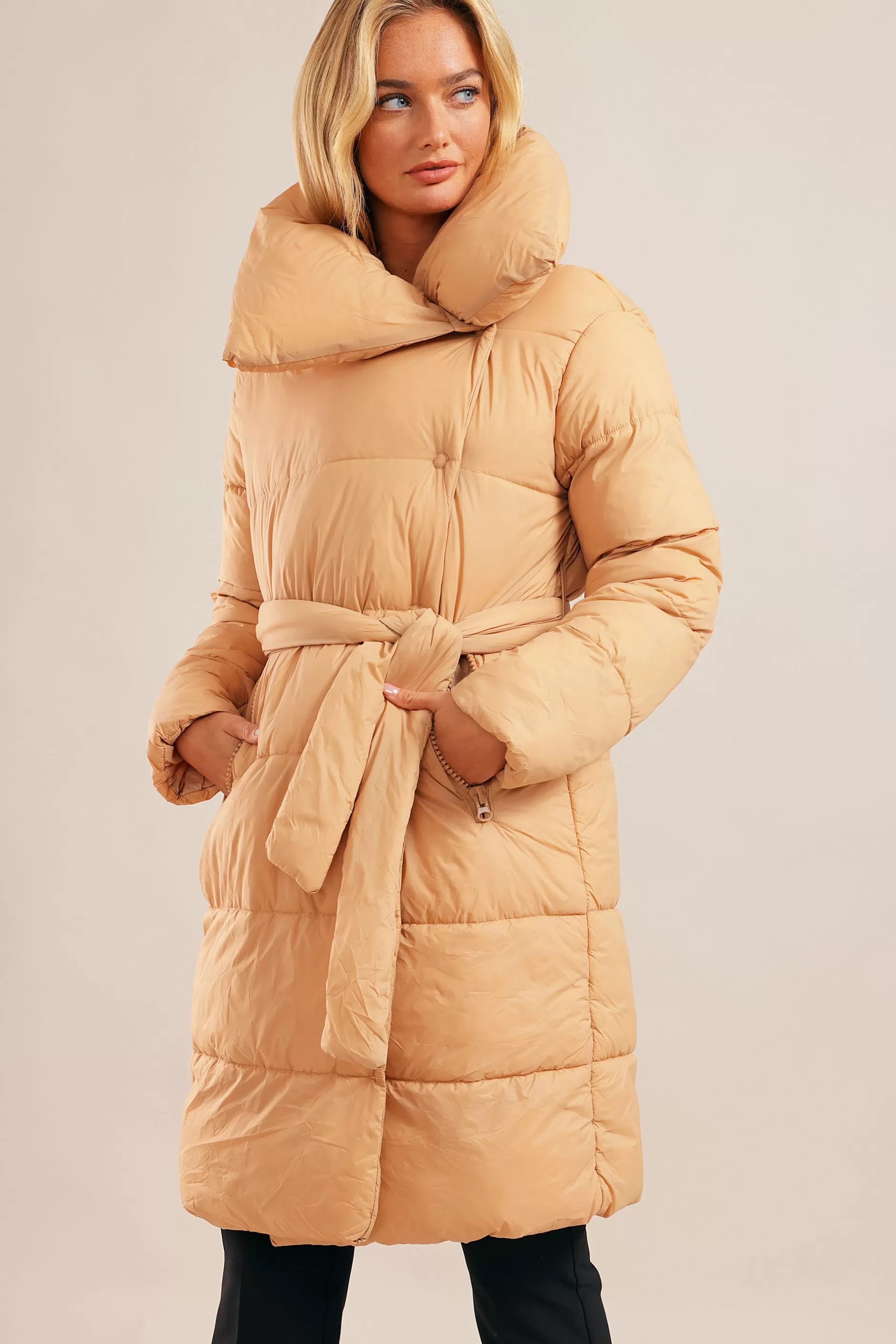 Long Tie Puffer Jacket | Chiquelle Store