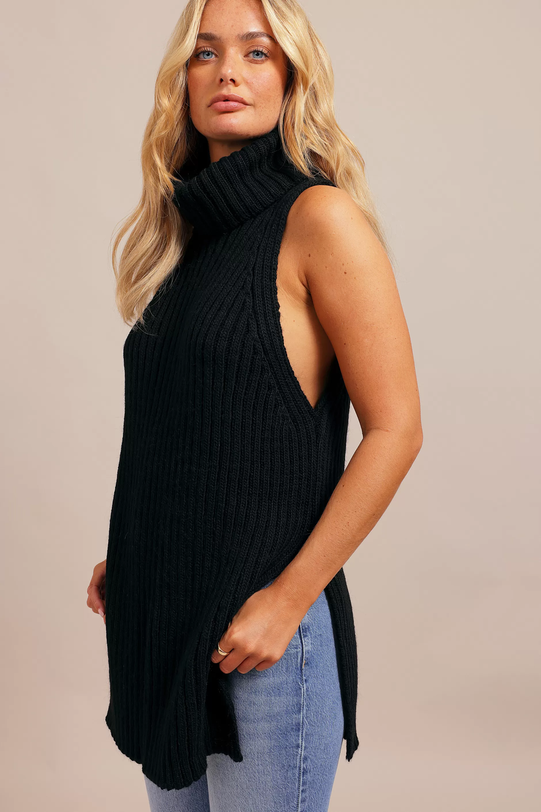 Luxe Rib High Neck Knit | Chiquelle Flash Sale