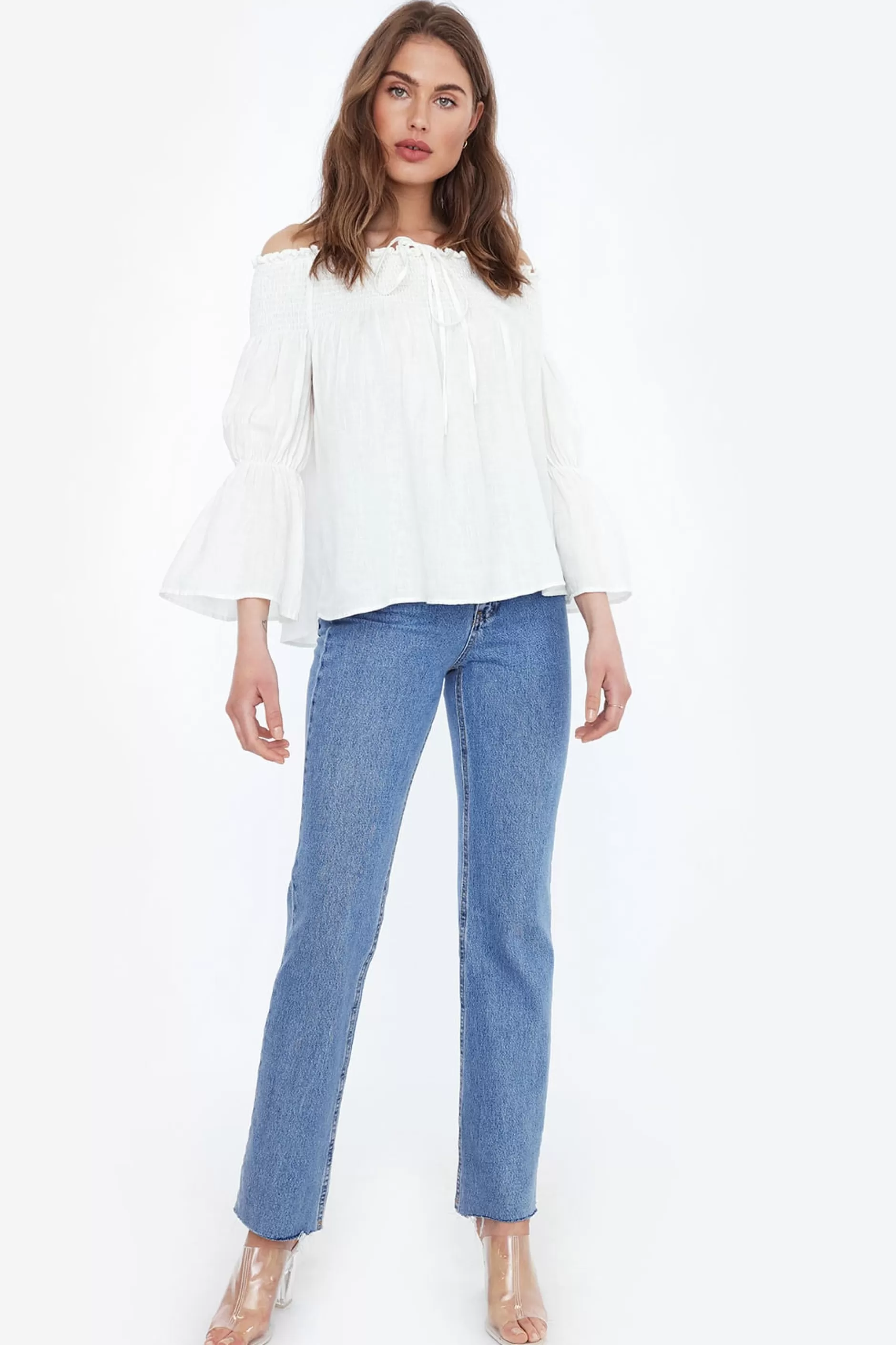 Off The Shoulder Linen Blouse | Chiquelle Sale