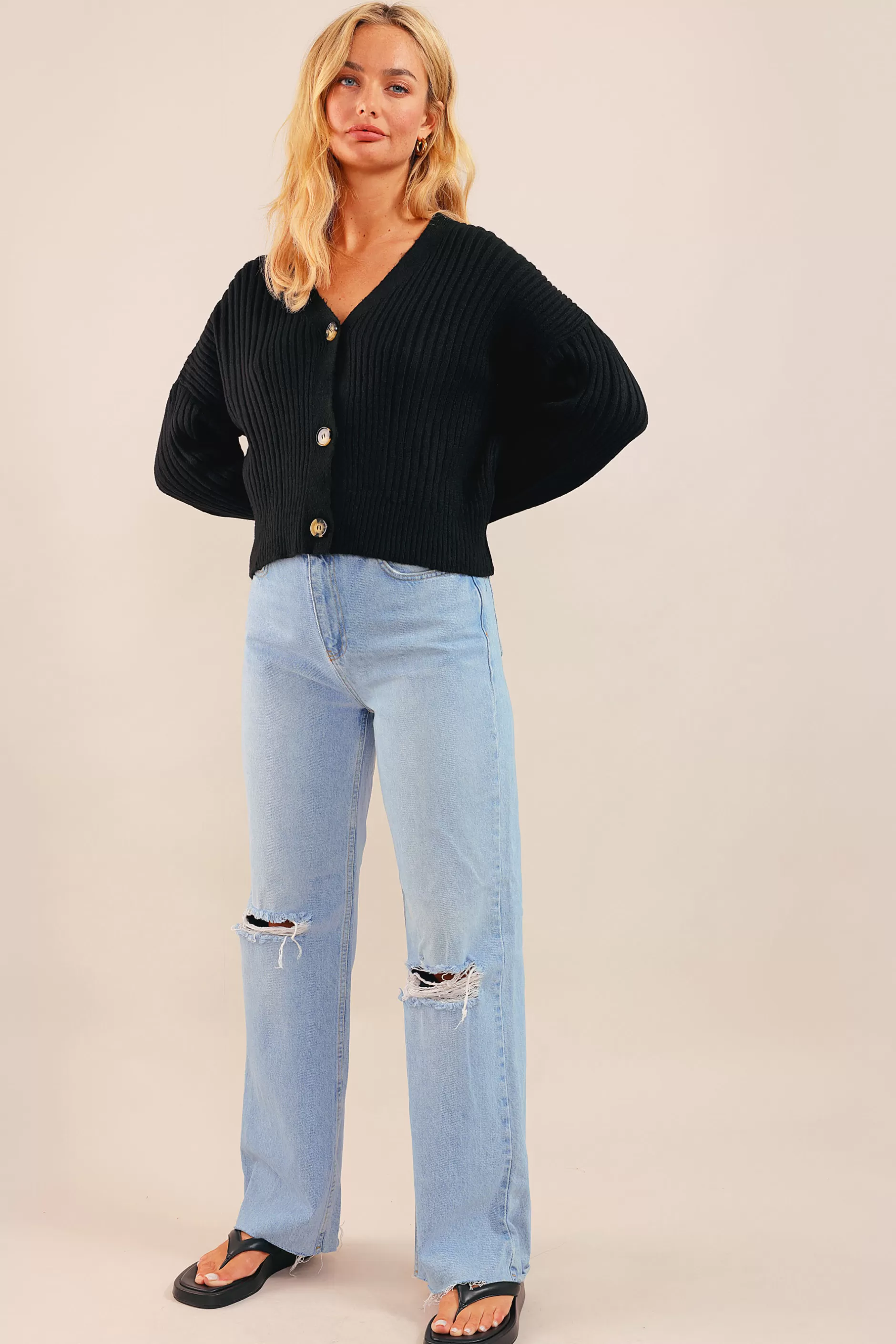 Oversized Rib Cardigan | Chiquelle Outlet