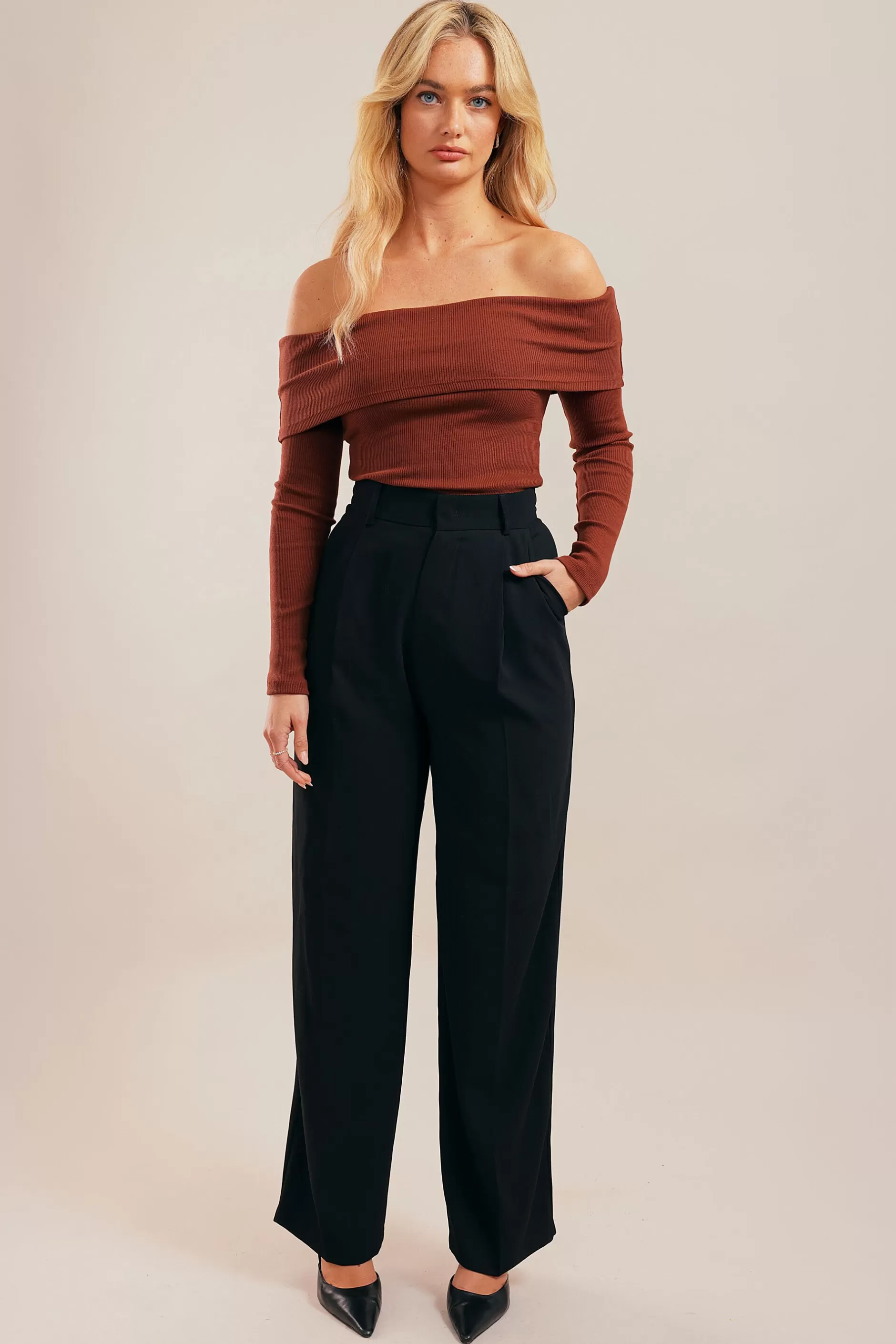 Shoulder Statement Rib Top | Chiquelle Shop