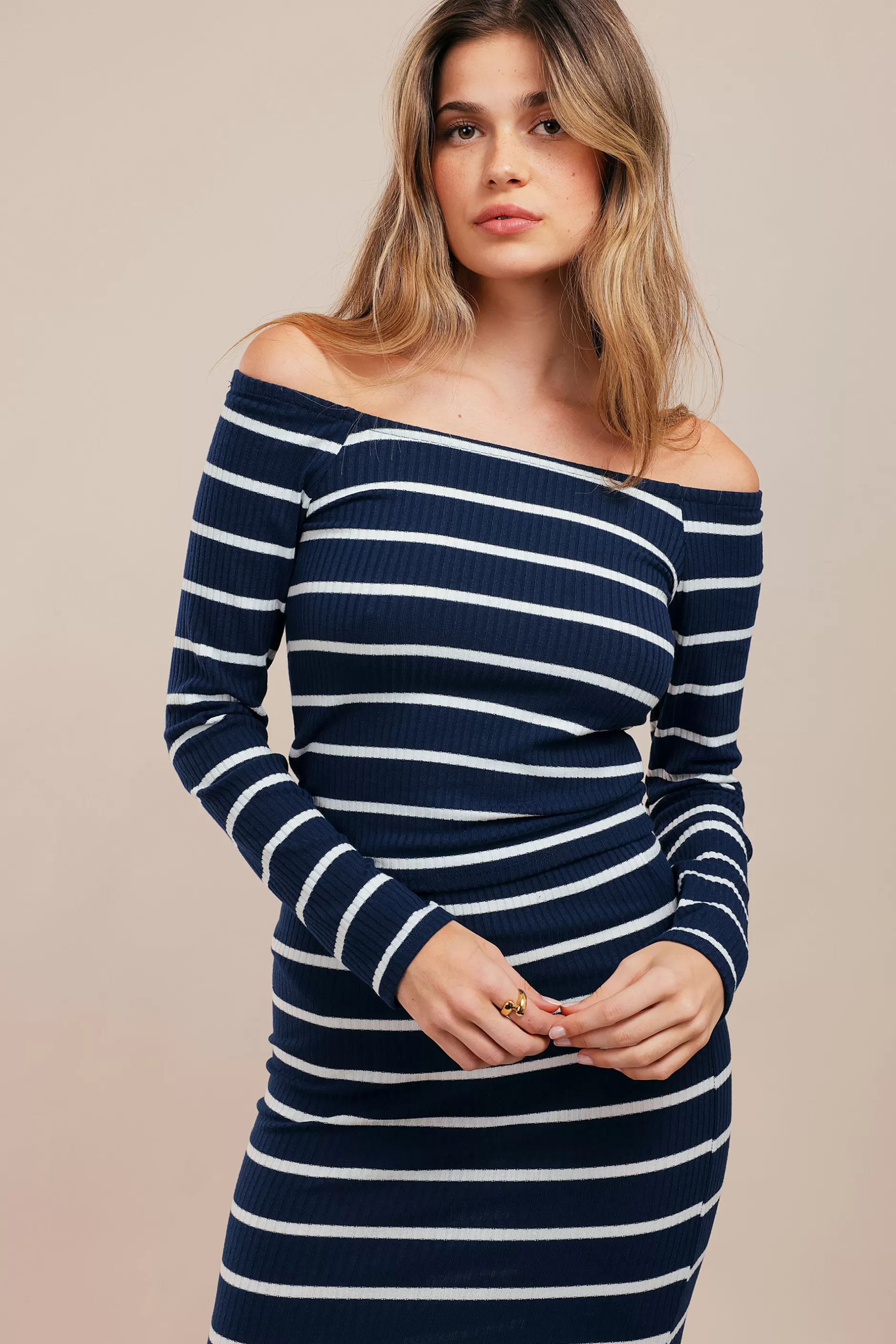 Striped Cotton Long Sleeve Top | Chiquelle Fashion