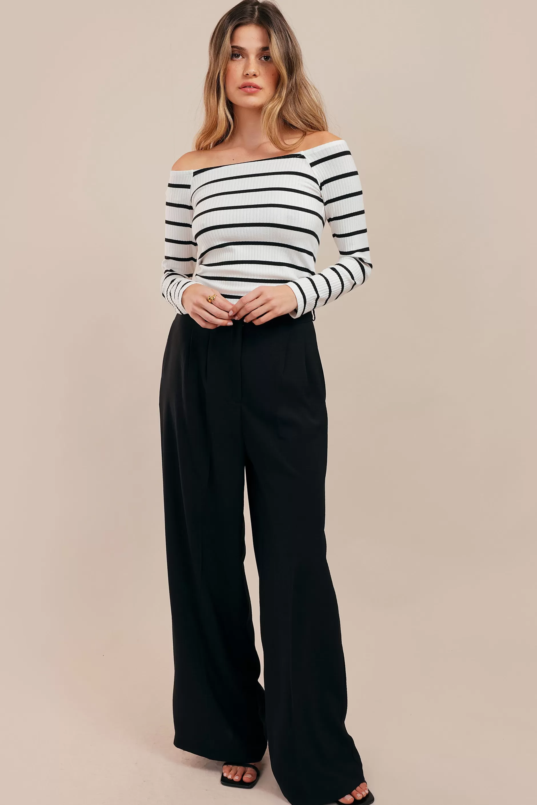 Striped Cotton Long Sleeve Top | Chiquelle Cheap