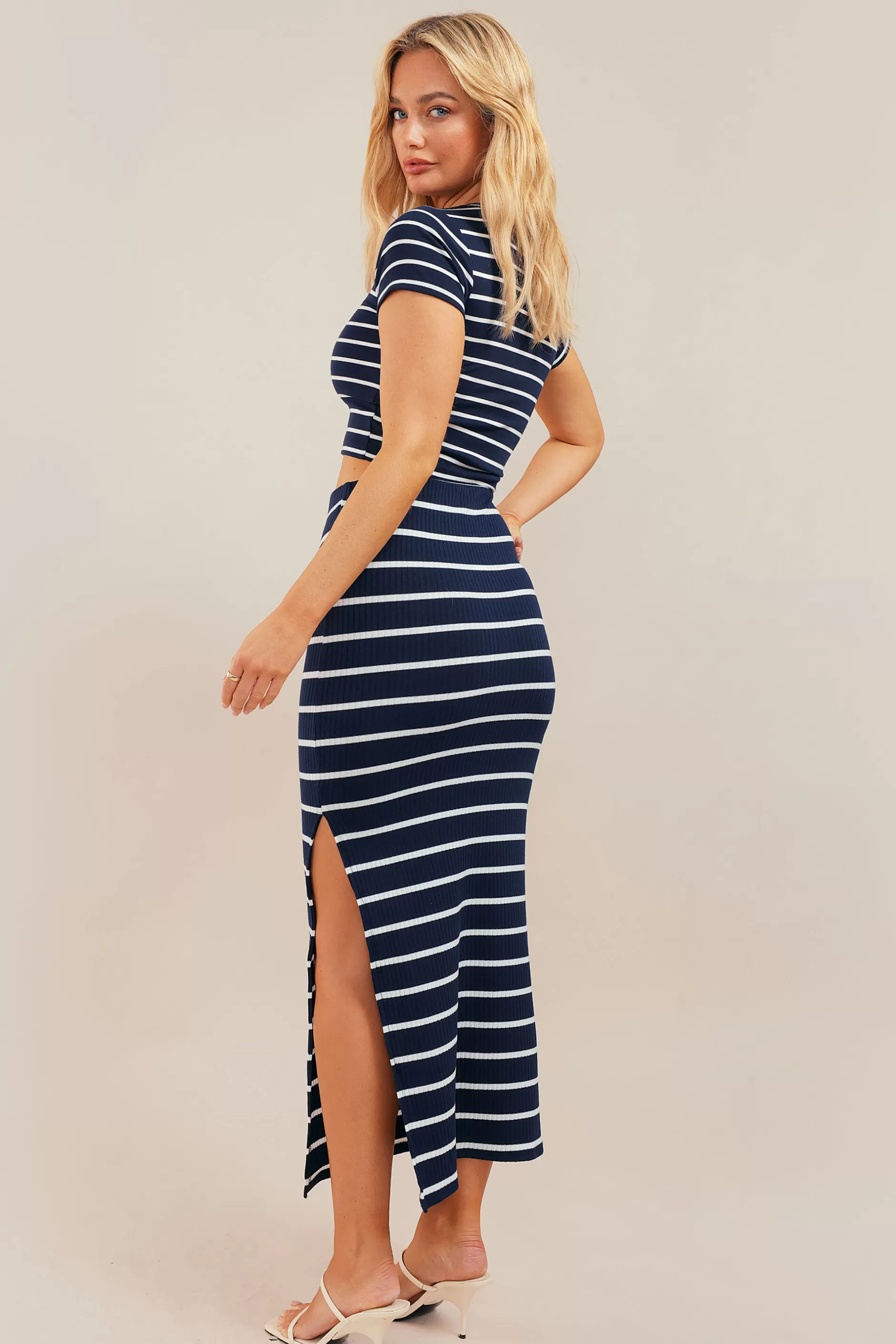 Striped Cotton Rib Skirt | Chiquelle New