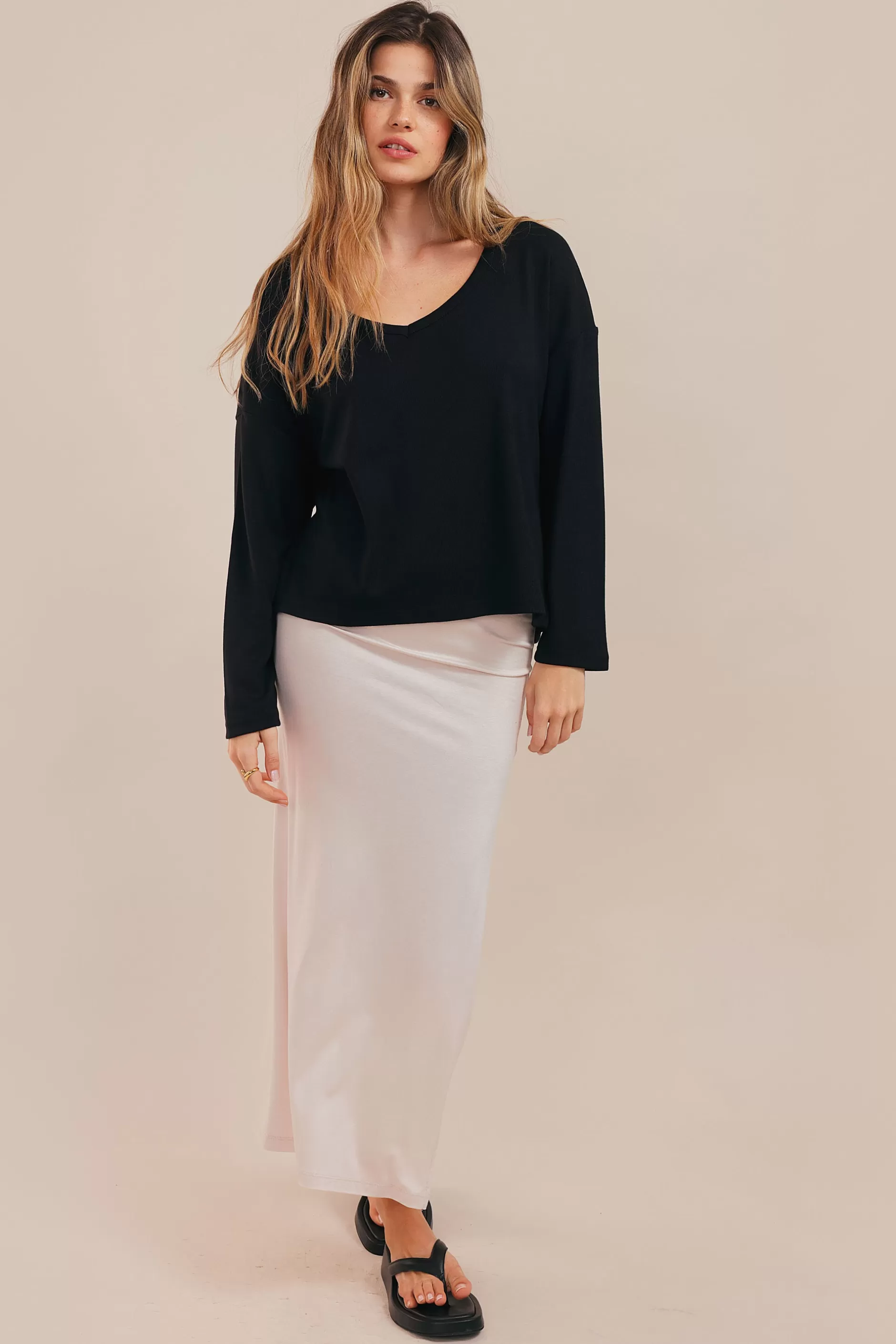 V Neck Soft Long Sleeve | Chiquelle Sale